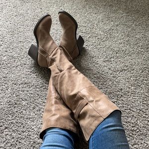 Tan over the knee boot